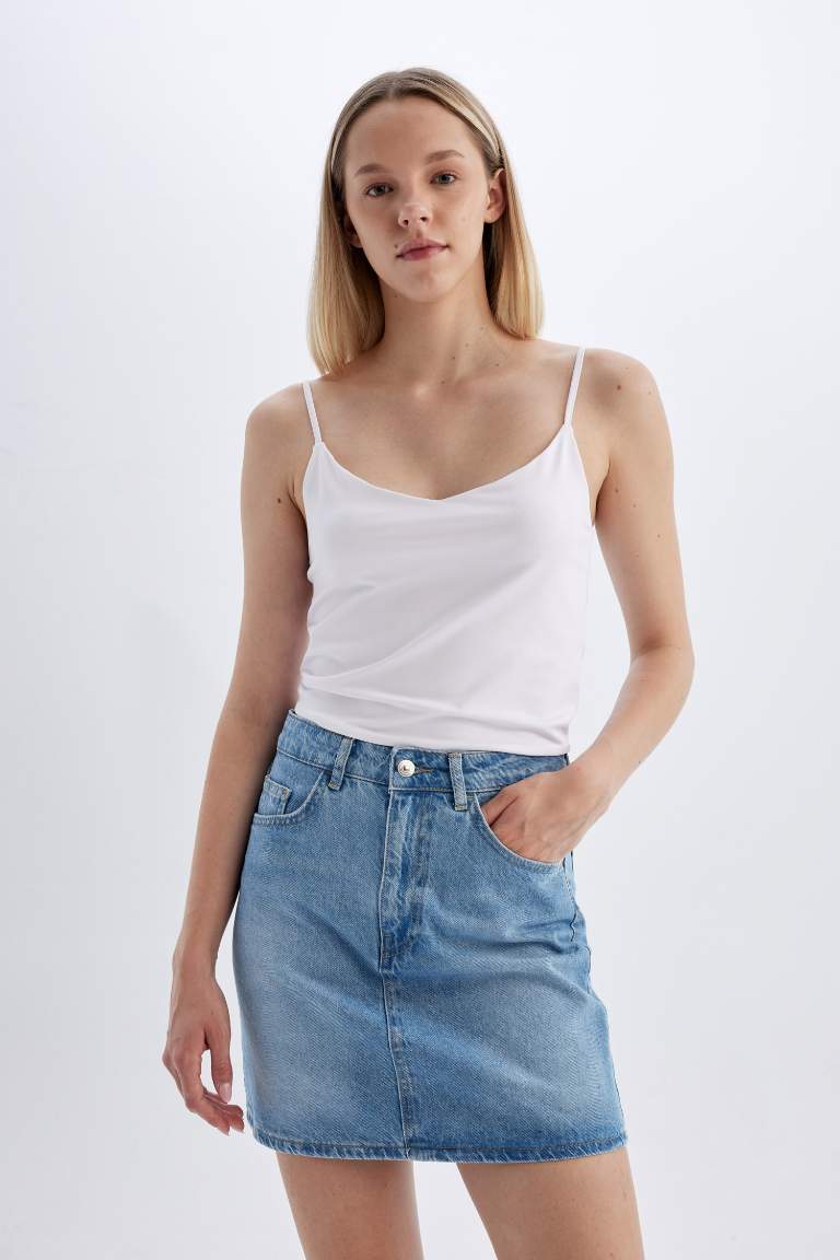 Regular Fit Jean Mini Skirt