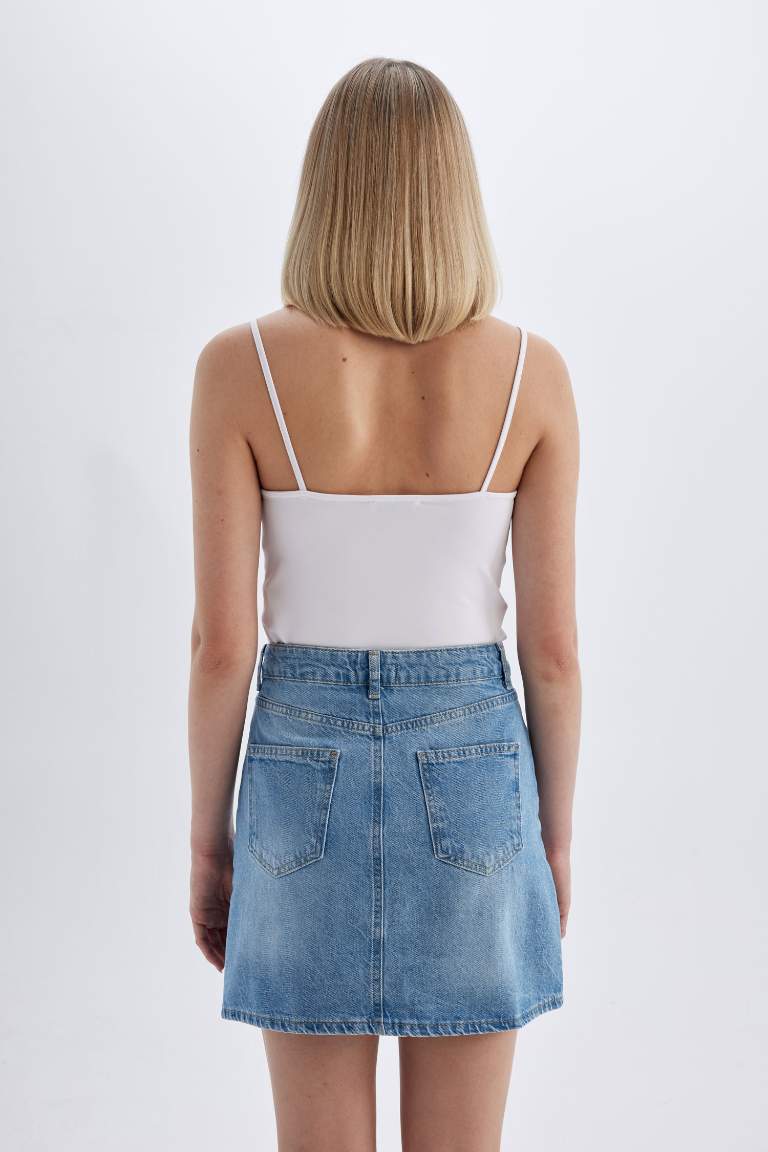 Regular Fit Jean Mini Skirt