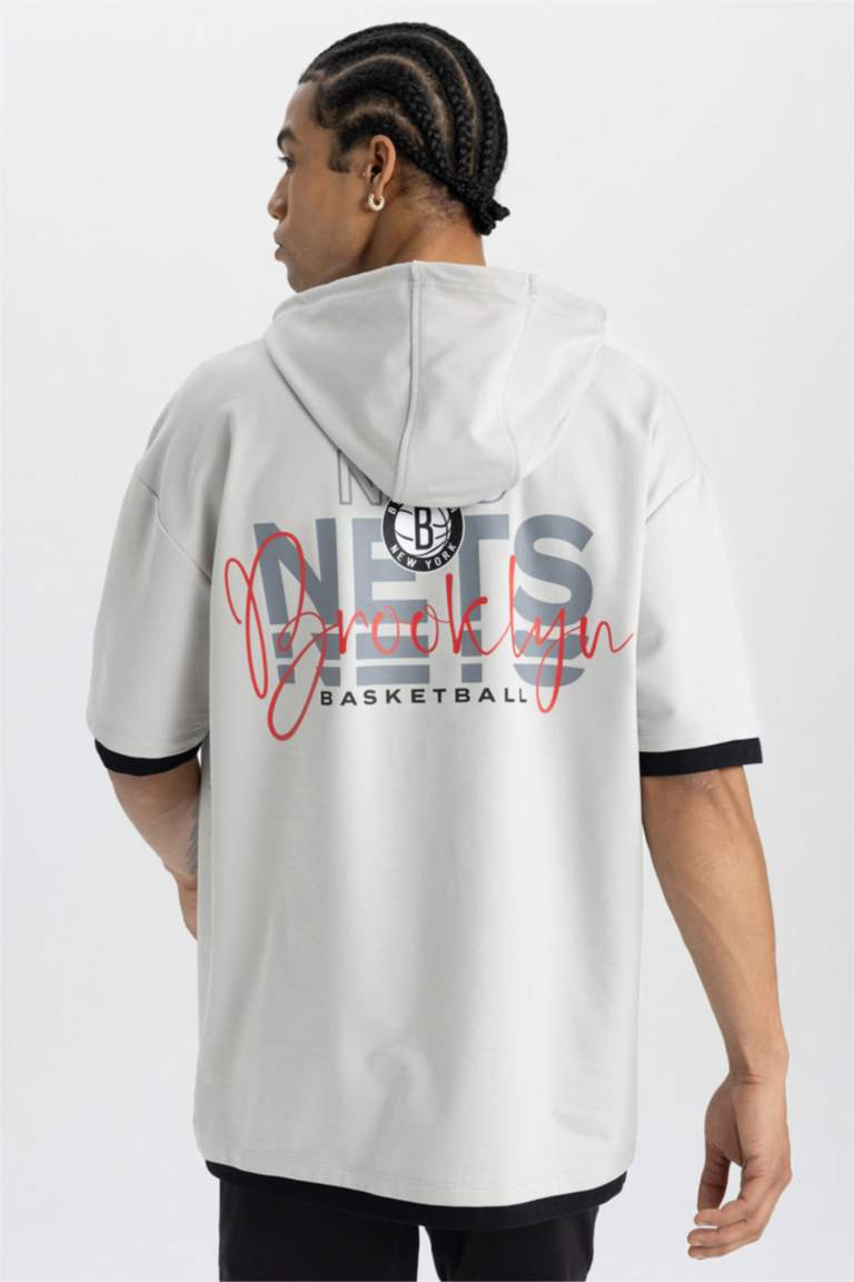 DeFactoFit NBA Brooklyn Nets Oversize Back Printed T-Shirt