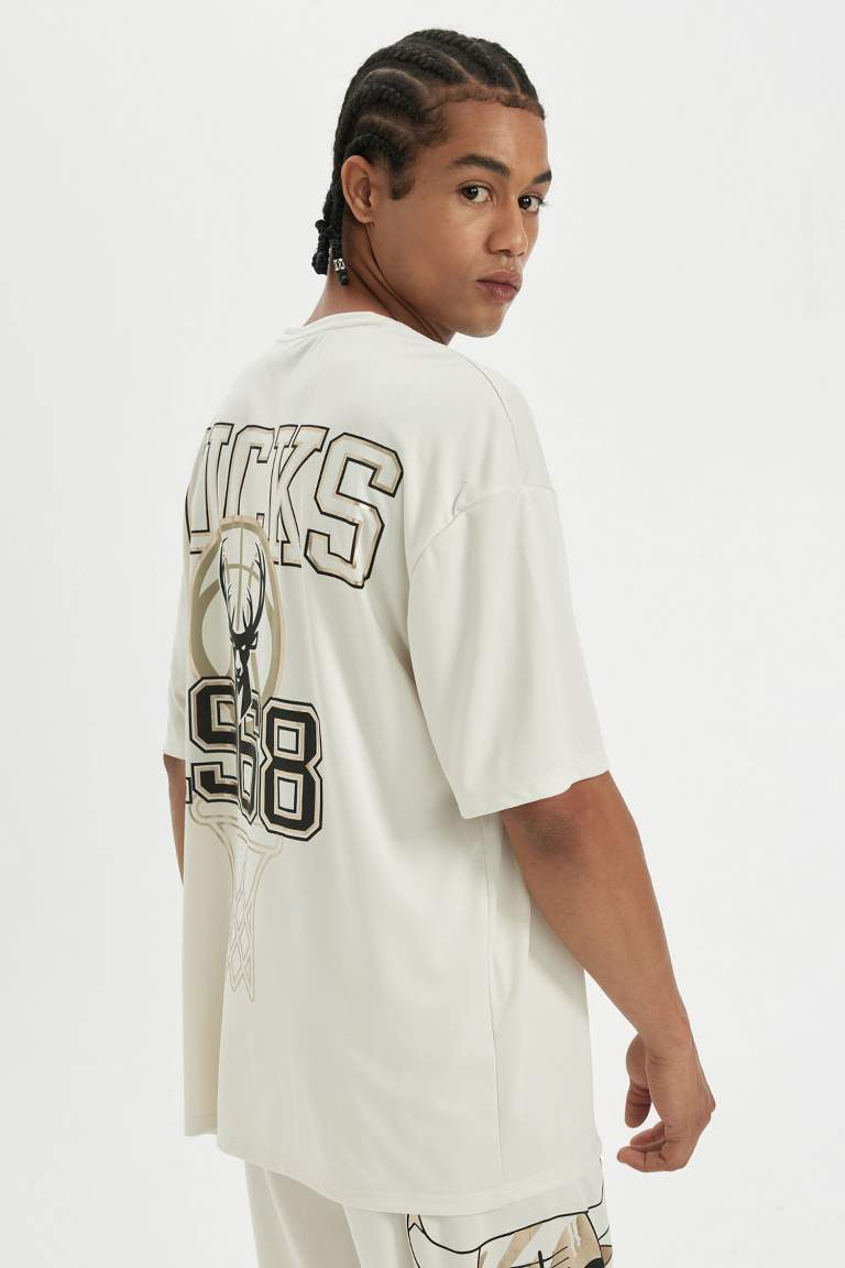 DeFactoFit NBA Milwaukee Bucks Oversize Fit Heavy Fabric T-Shirt