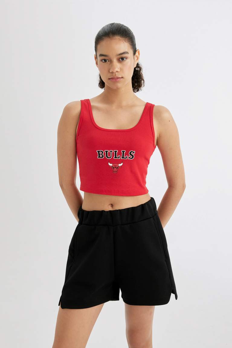 DeFactoFit NBA Chicago Bulls Ribbed Crop Top