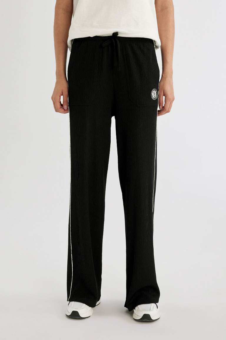 DeFactoFit Wide Leg Geniş Paça İnce Eşofman Altı NBA Brooklyn Nets Wide Leg Çift Cepli Geniş Paça