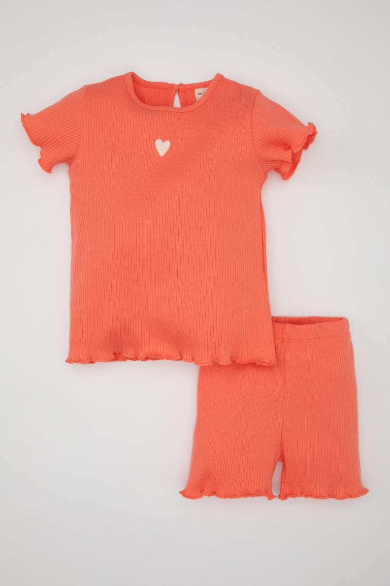 Baby Girl Ribbed T-Shirt Shorts 2 Piece Set