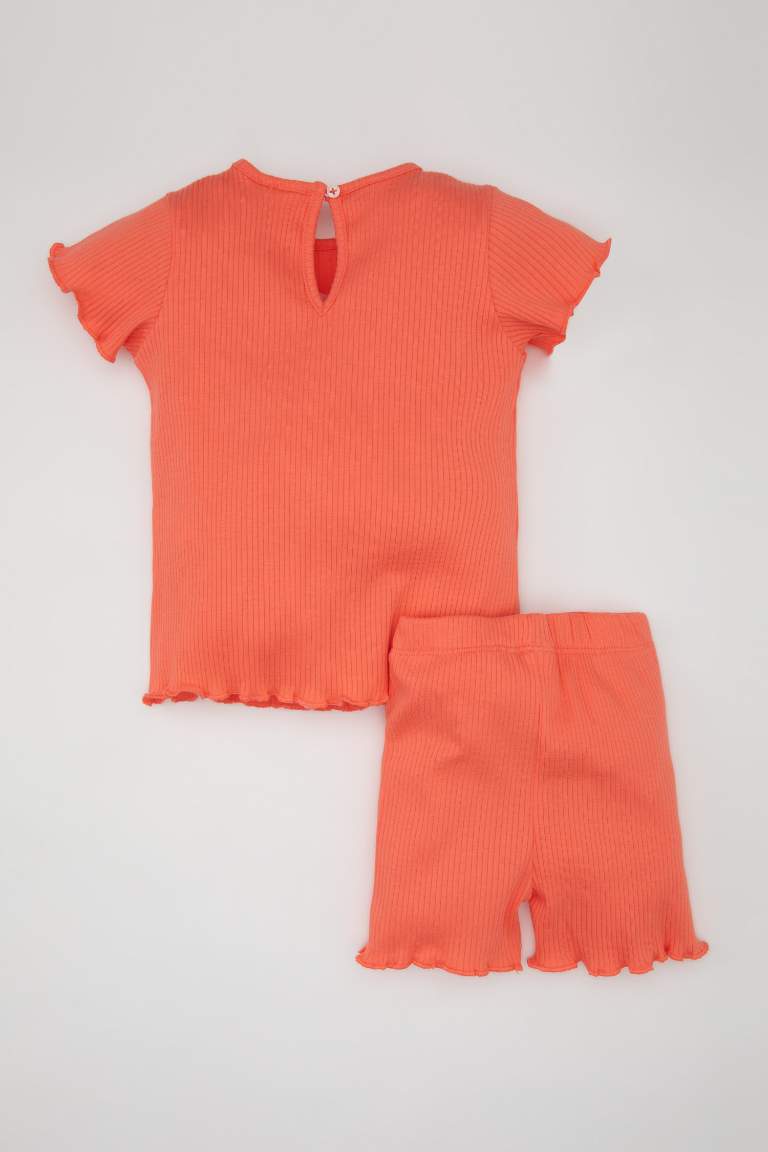 Baby Girl Ribbed T-Shirt Shorts 2 Piece Set