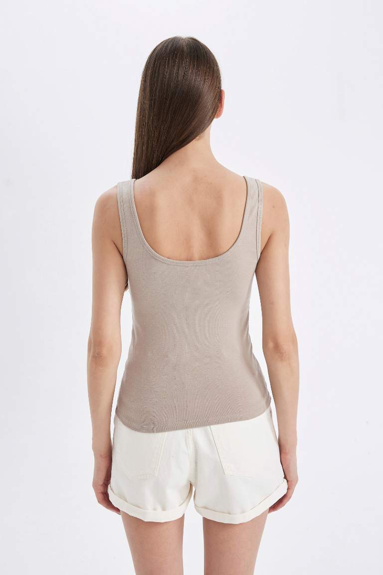 Slim Fit Basic Ribana Crew Neck Sleeveless Tank Top