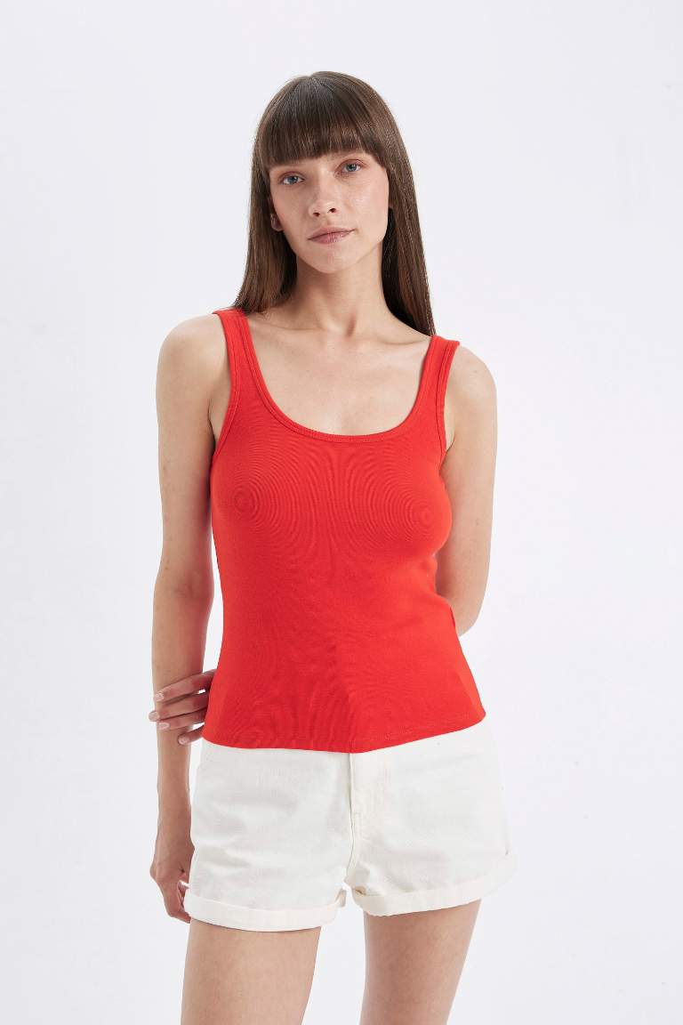 Slim Fit Basic Ribana Crew Neck Sleeveless Tank Top