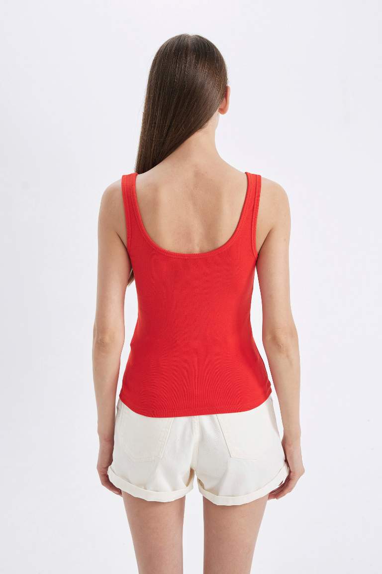 Slim Fit Basic Ribana Crew Neck Sleeveless Tank Top