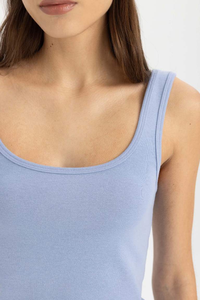 Slim Fit U Neck Ribbed Tank Top