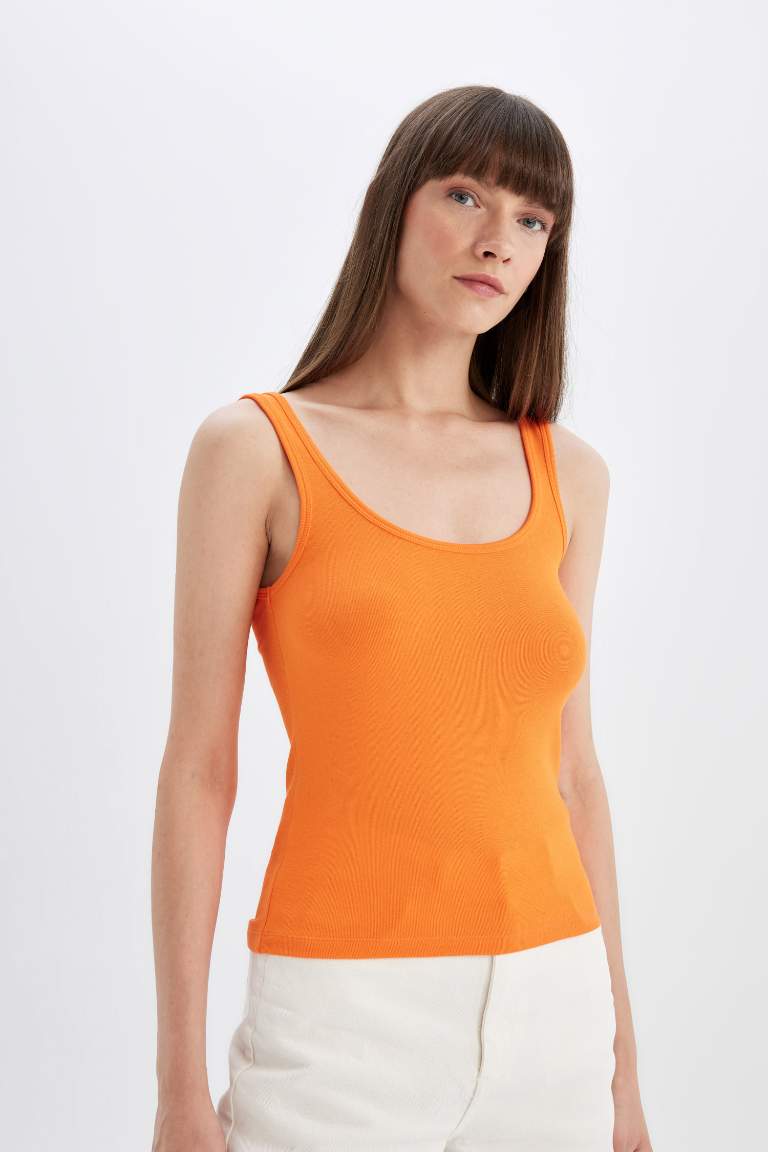 Slim Fit Crew Neck Ribbed Tank Top