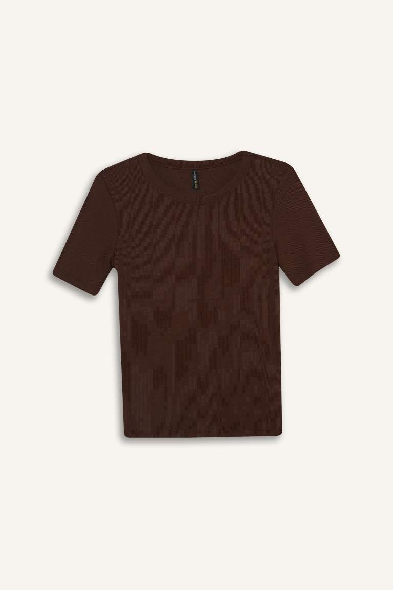 Slim Fit Crew Neck Ribbed Camisole Casual T-Shirt