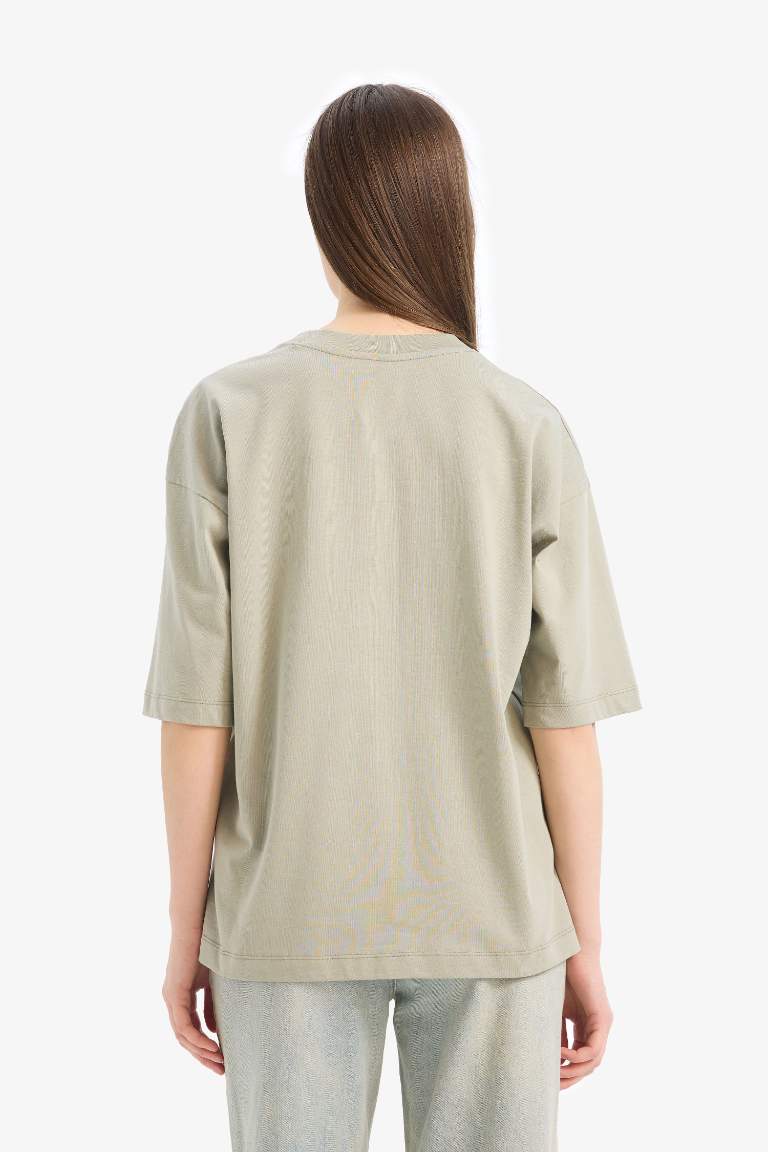 Oversize Fit Crew Neck Basic Jersey T-Shirt