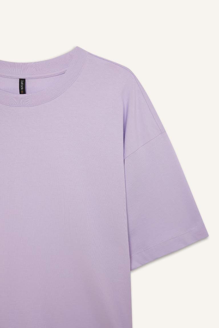 Oversize Fit Crew Neck Basic Cotton T-Shirt