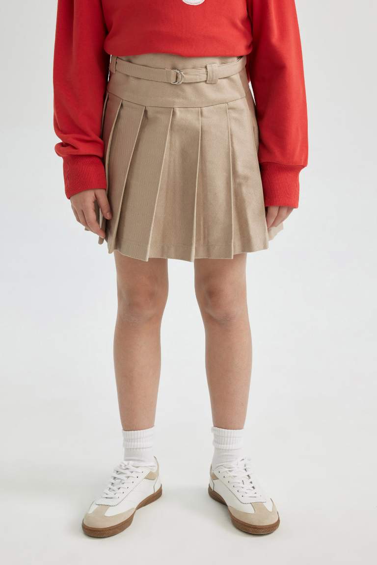 Girl Pleated Gabardine Skirt