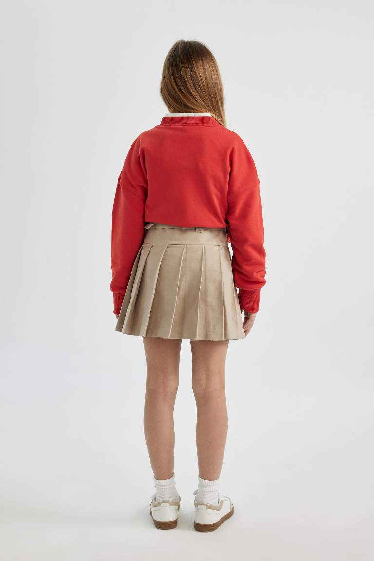 Girl Pleated Gabardine Skirt