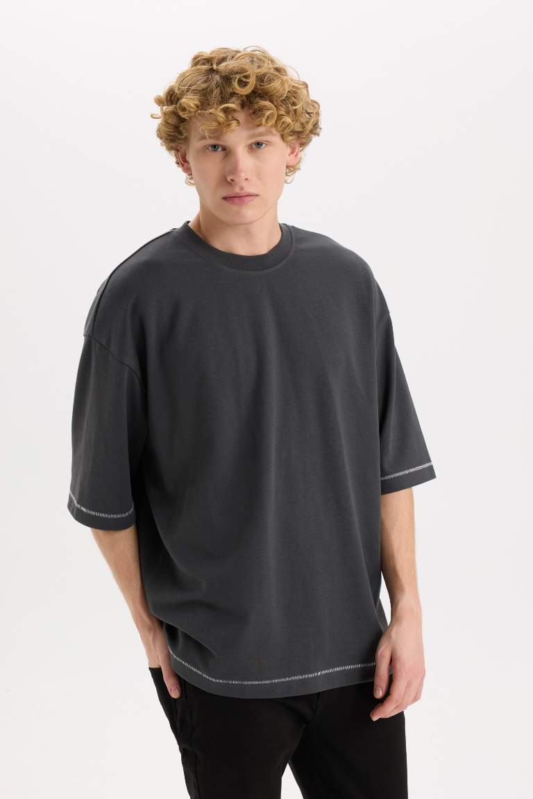 Loose Fit Crew Neck Short Sleeve Heavy Fabric T-Shirt