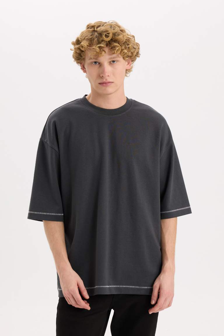 Loose Fit Crew Neck Short Sleeve Heavy Fabric T-Shirt