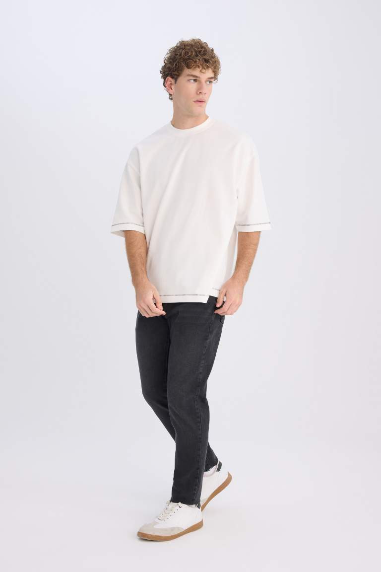 Loose Fit Crew Neck Short Sleeve Heavy Fabric T-Shirt