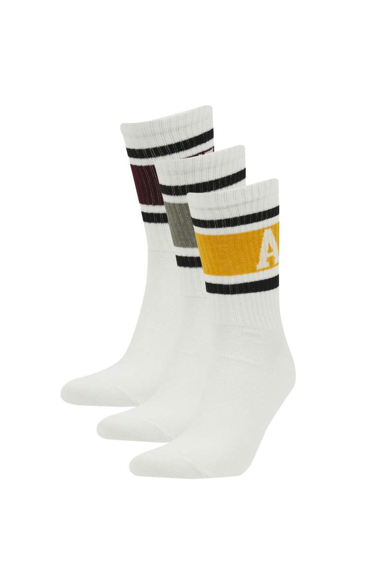 Man Striped 3 Piece Cotton Long Socks