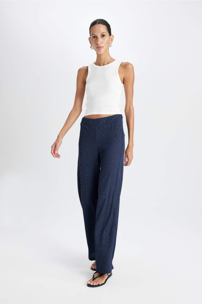 Wide Leg Regular Hem Trousers