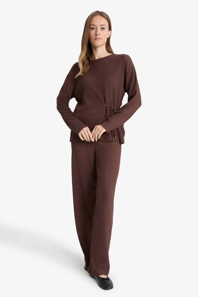 Straight Fit Düz Paça Bürümcük Pantolon