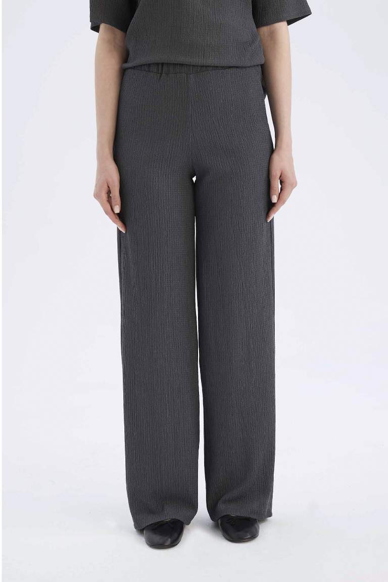 Wide Leg Regular Hem Trousers