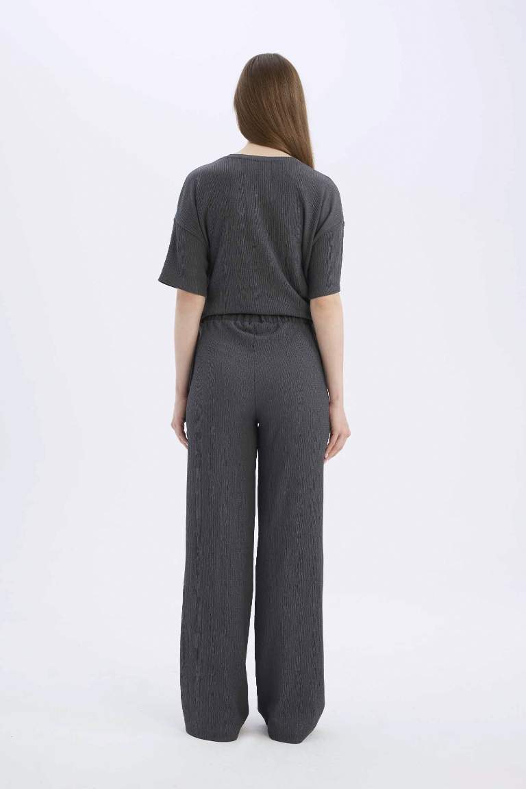 Wide Leg Regular Hem Trousers