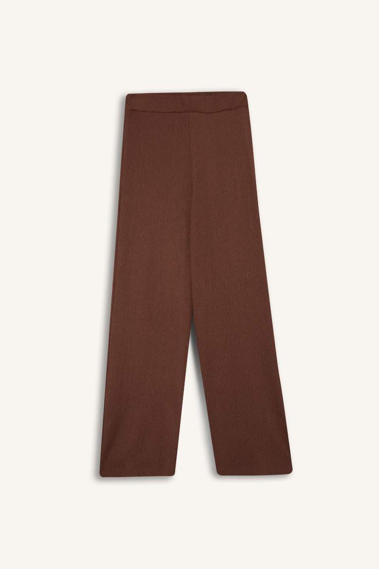 Wide Leg Flexible Waist Curly Trousers