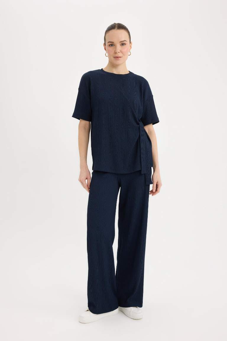 Wide Leg Regular Hem Trousers