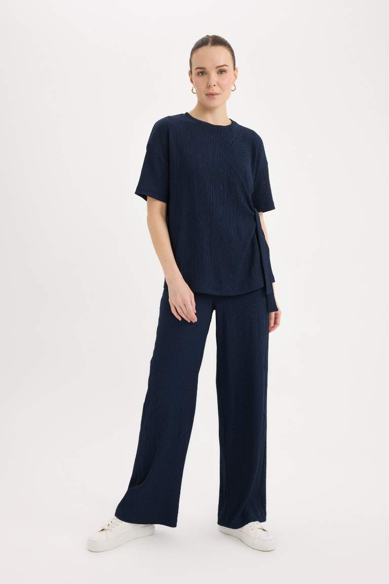 Wide Leg Regular Hem Trousers