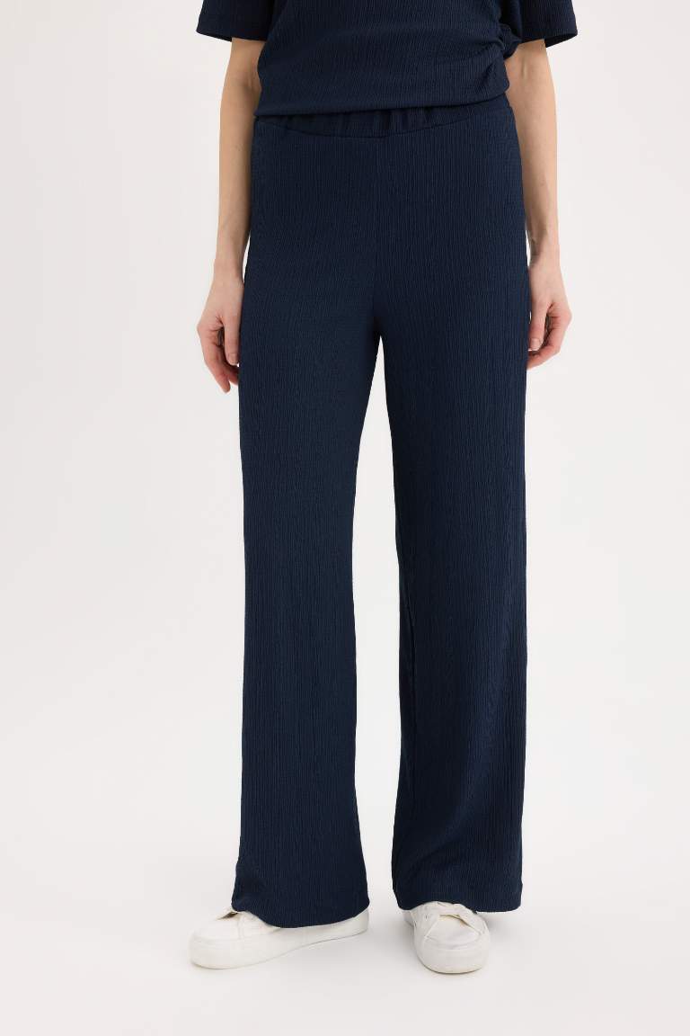 Wide Leg Regular Hem Trousers