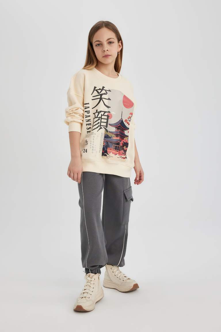 Girl Loose Fit Thick Cargo Pocket Sweatpants