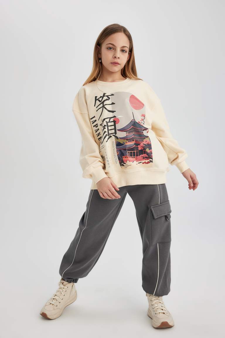 Girl Loose Fit Thick Cargo Pocket Sweatpants