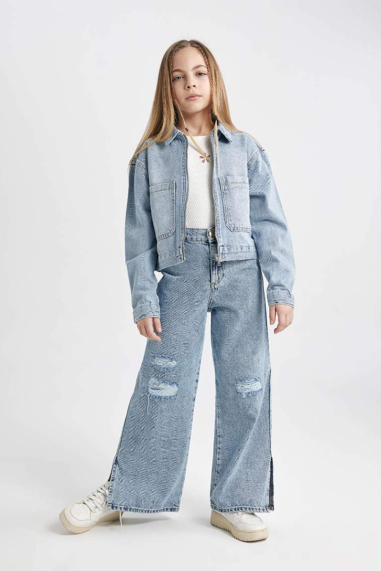 Veste Jean à Poches Pour Fille