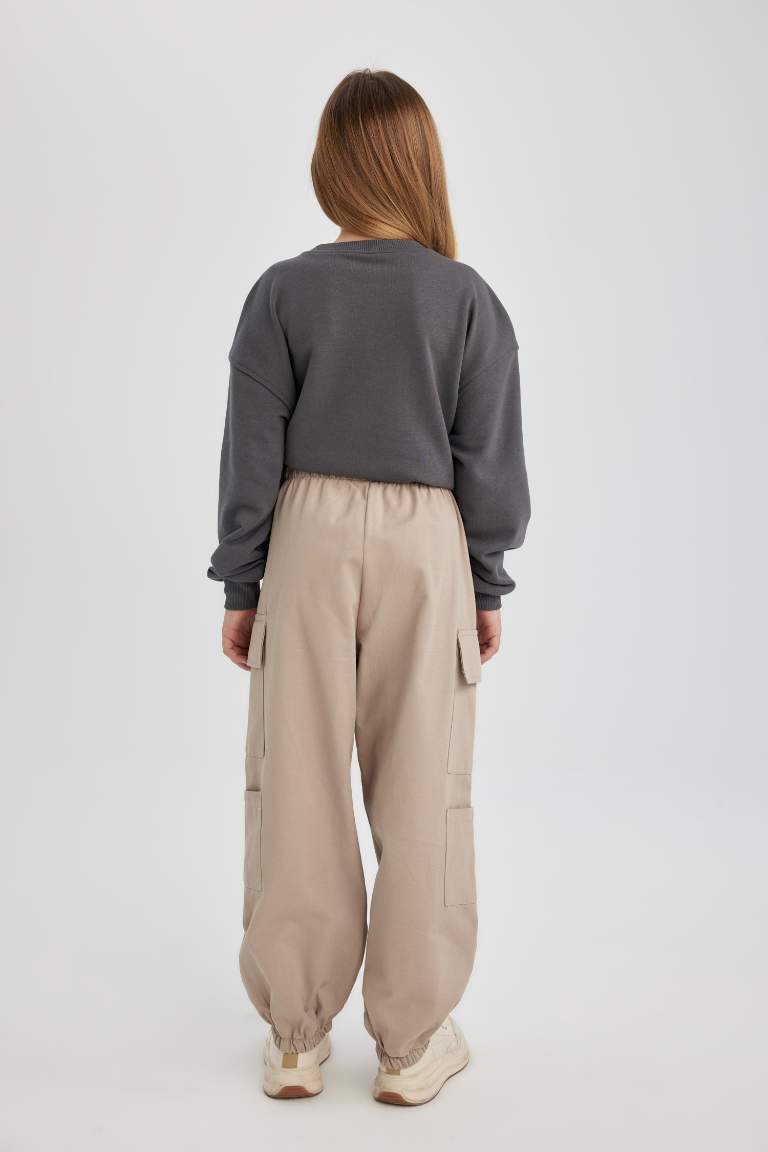 Girl Parachute Cargo Cotton Trousers