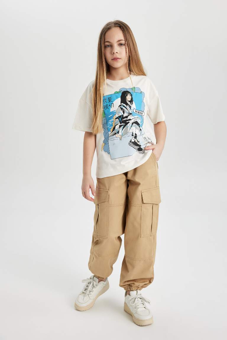 Girl Parachute Cargo Cotton Trousers