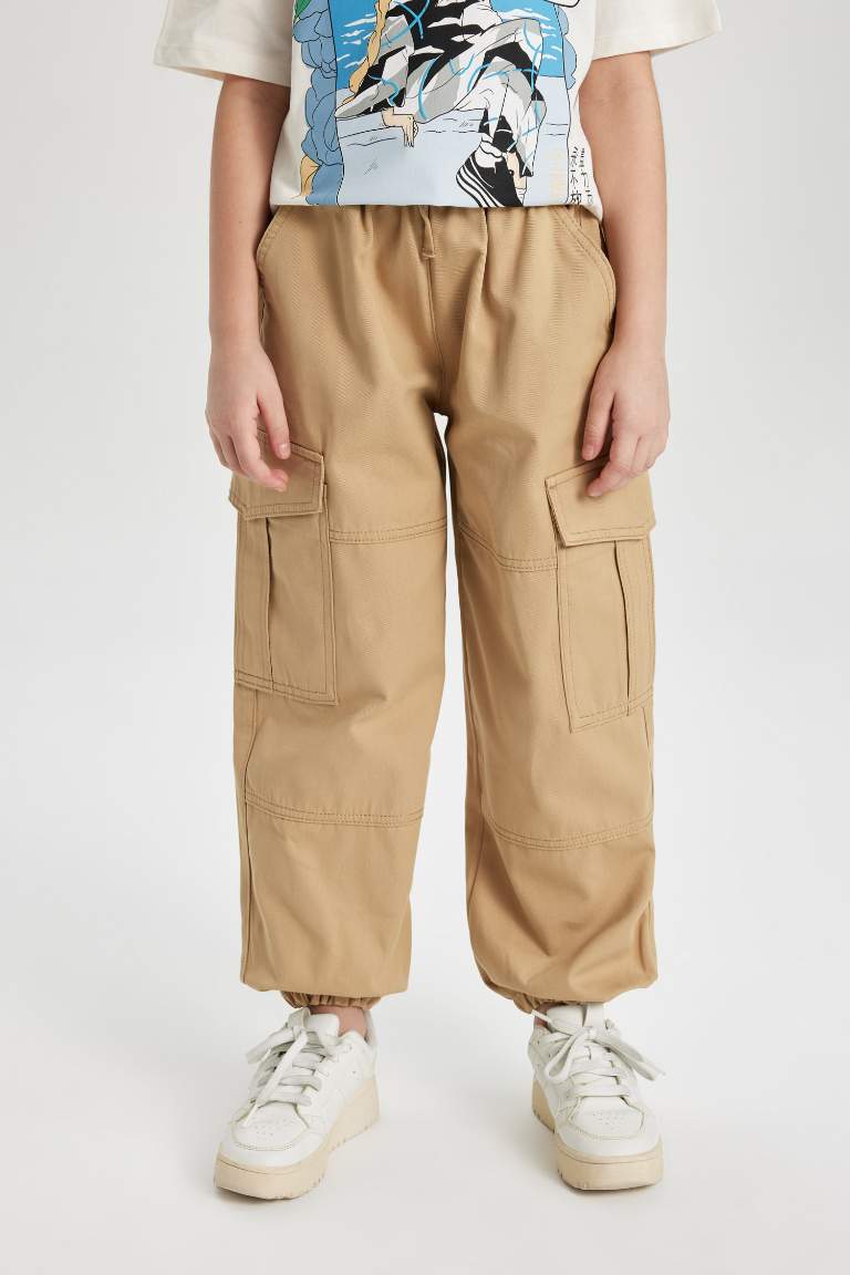 Girl Parachute Cargo Cotton Trousers