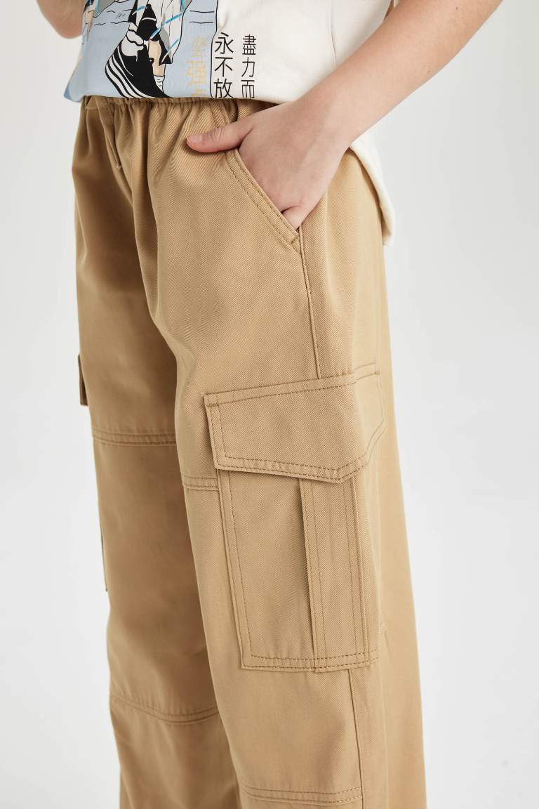 Girl Parachute Cargo Cotton Trousers