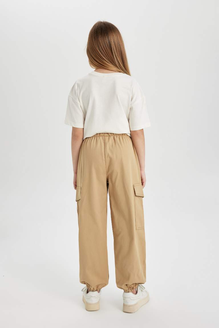 Girl Parachute Cargo Cotton Trousers