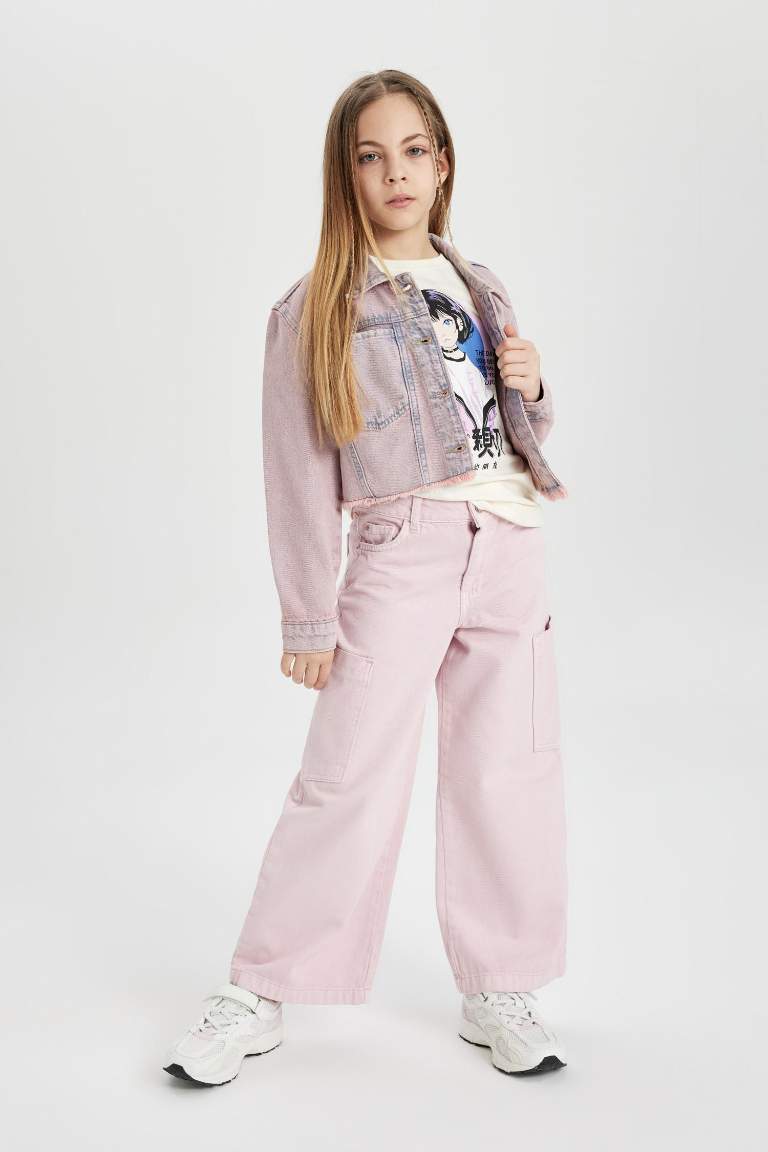 Pink GIRLS & TEENS Girl Wide Leg Cargo Jeans 3081017 | DeFacto