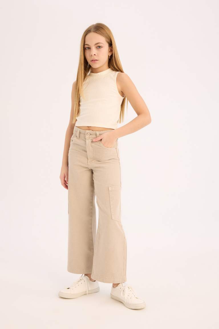 Girl Wide Leg Cargo Jeans