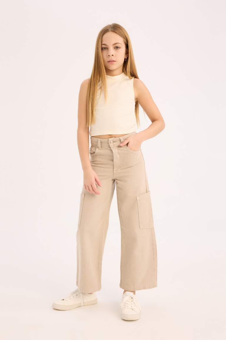 Girl Wide Leg Cargo Jeans