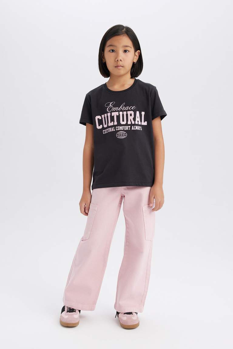 Kız Çocuk Wide Leg Kargo Geniş Paça Jean Pantolon