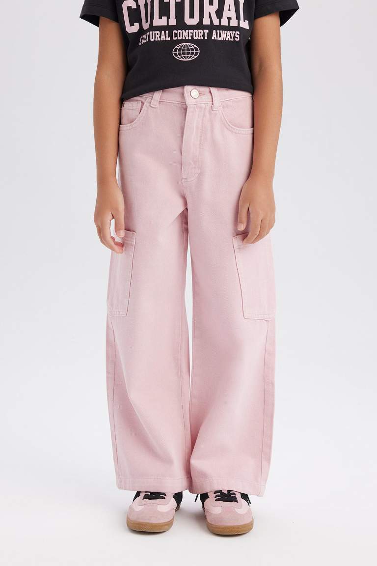 Girl Wide Leg Cargo Jeans