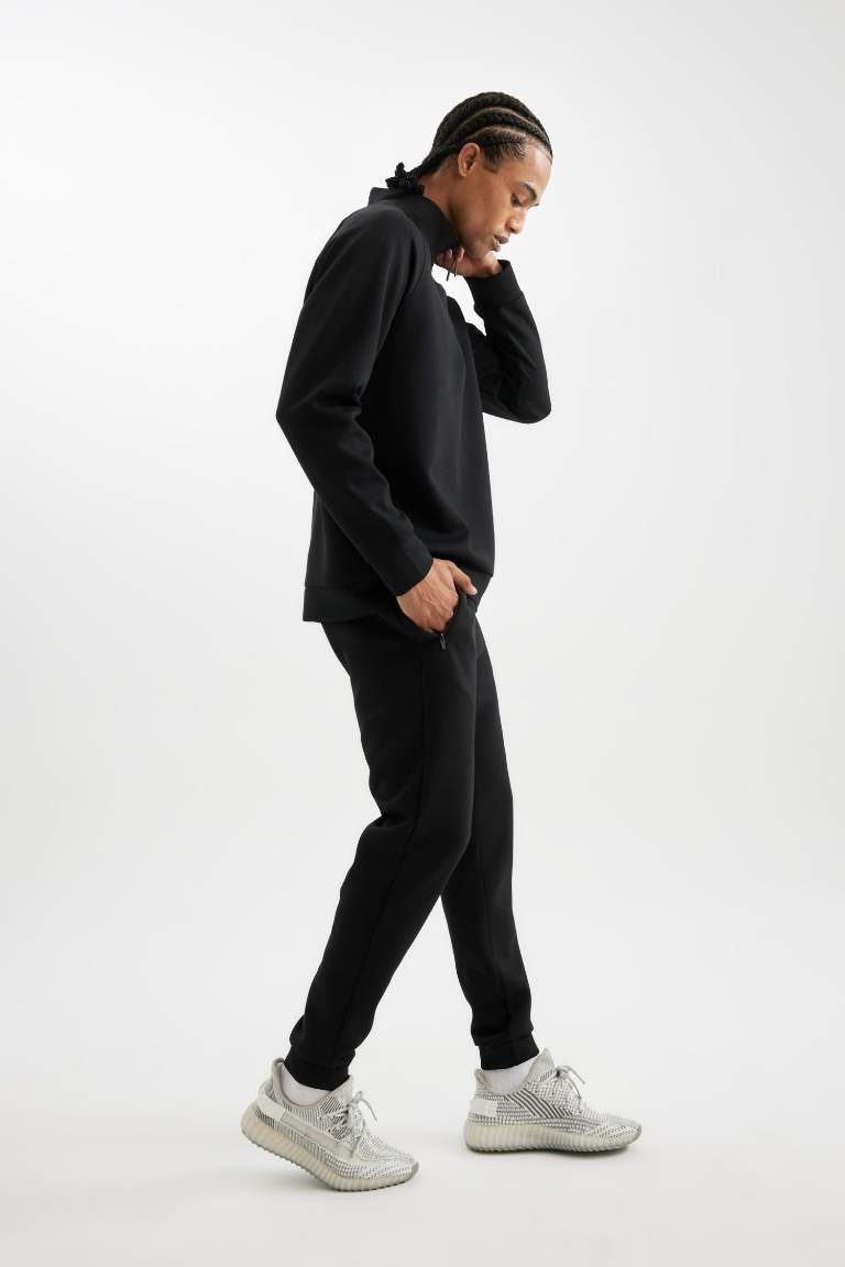 DeFactoFit Sporcu Jogger Eşofman Altı Slim Fit Dar Kesim Skuba Dalgıç Kumaş Standart Paça