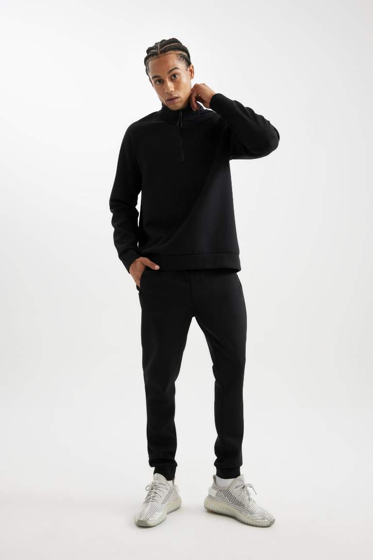 DeFactoFit Sporcu Jogger Eşofman Altı Slim Fit Dar Kesim Skuba Dalgıç Kumaş Standart Paça