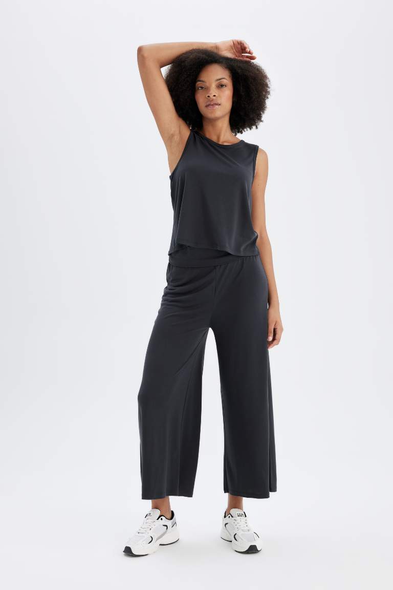 DeFactoFit Wide Leg Standard Length Modal Trousers