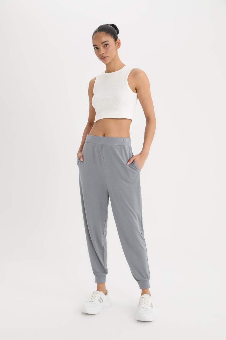 DeFactoFit Oversize Geniş Kalıp Sporcu Pantolon Jogger Paça Standart Boy Modal Kumaş