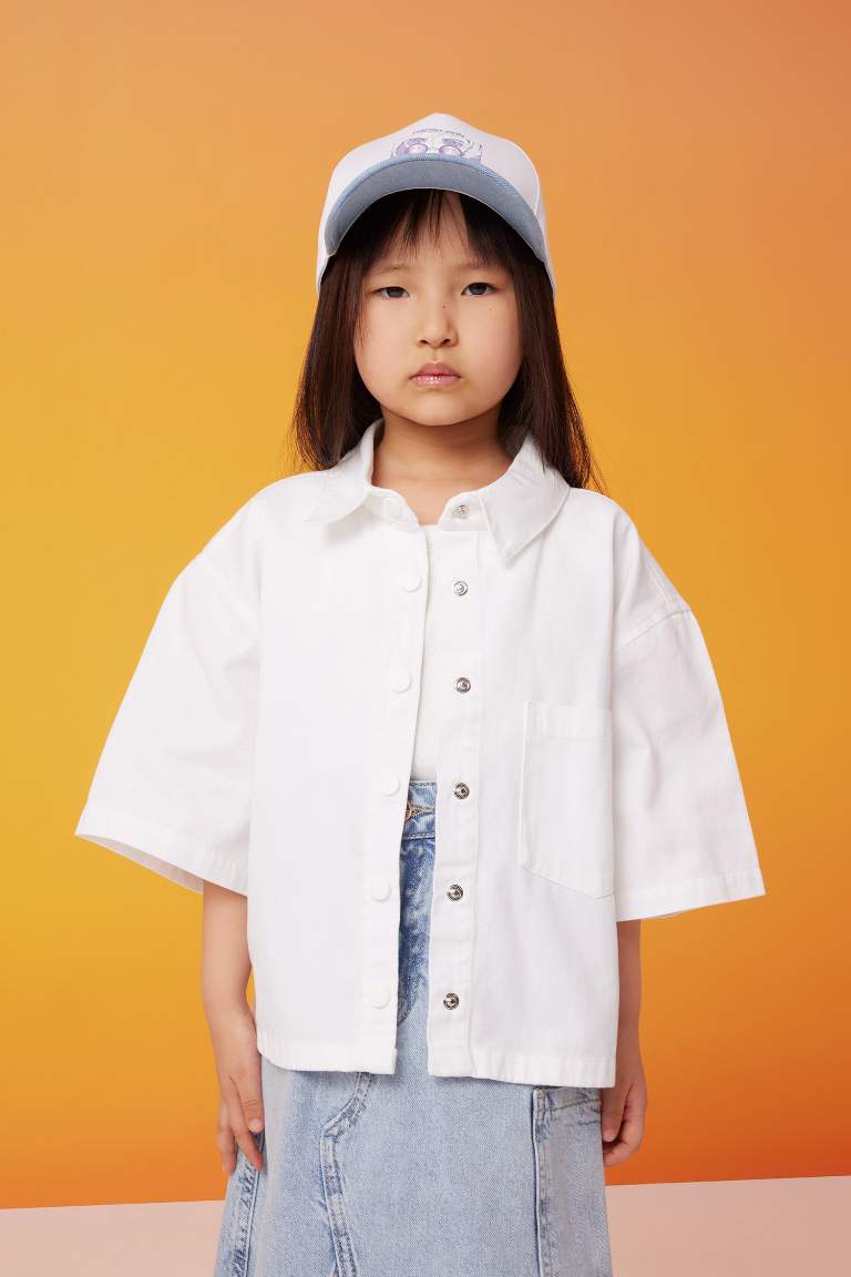 Girl Boxy Fit Cotton Short Sleeve Shirt