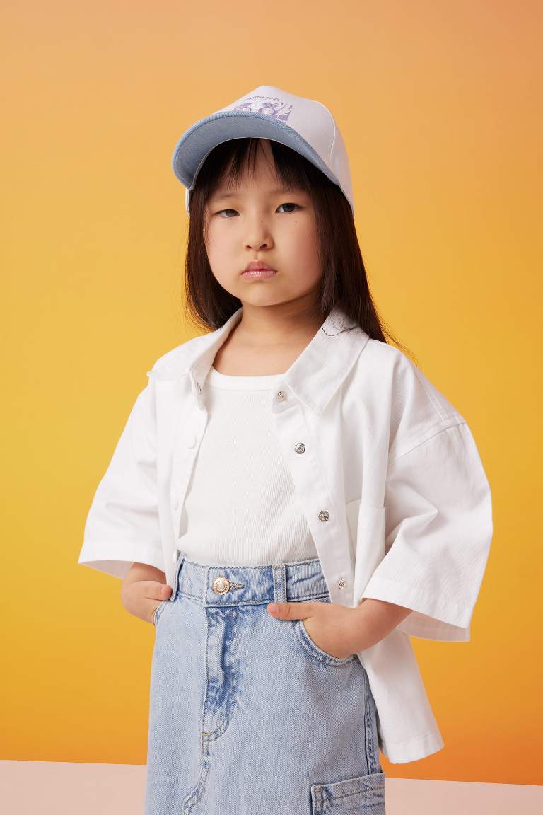 Girl Boxy Fit Cotton Short Sleeve Shirt