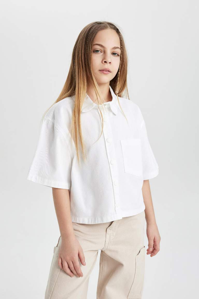 Girl Boxy Fit Cotton Short Sleeve Shirt